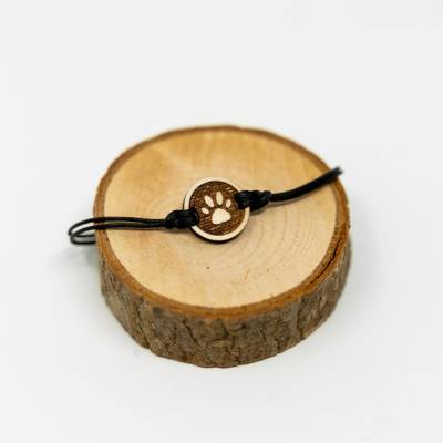 Tier Gedenk Armband mit Holz Lasergravur | Personalisiert mit Name Datum | Gedenkarmband Katze Hunde Pfote