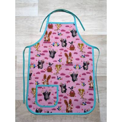 Kinderschürze mit Tasche 40x55cm, ca. 2 - 5 Jahre Maulwurf Kirschenfest