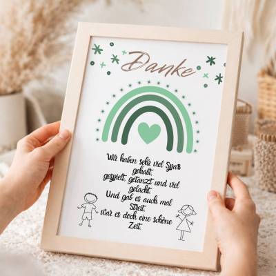Geschenkidee Abschied Kindergarten – Danke Erzieherin & Erzieher Regenbogen grün | PDF zum Ausdrucken | Digital Download