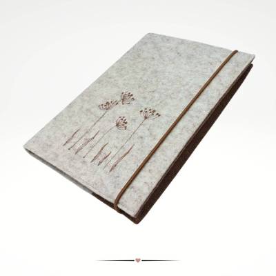 A5 Notizbuch mit bestickter Filzhülle - Pusteblume