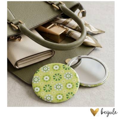 Button Taschenspiegel - Blumen