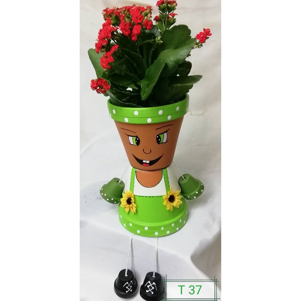 Handbemalte Tontöpfe Tontopffiguren Terrakotta als Geschenk Wohnraum Deko Garten Deko