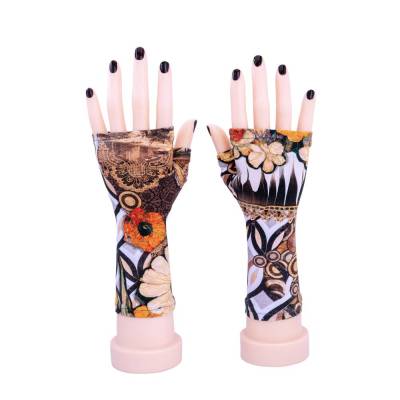 Fingerlose Damen Handschuhe | Baumwolle gemustert | bunte Herbst Töne | Handschmuck, Schutz, Narben verdecken, Blickfang