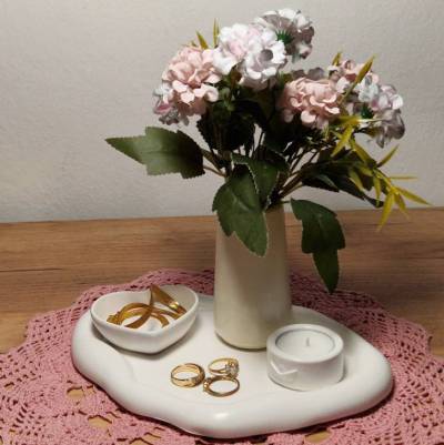 Handgefertigtes Raysin Deko Set – 4-teiliges Skandi Wohnaccessoire mit Schmuckschale & Teelichthalter
