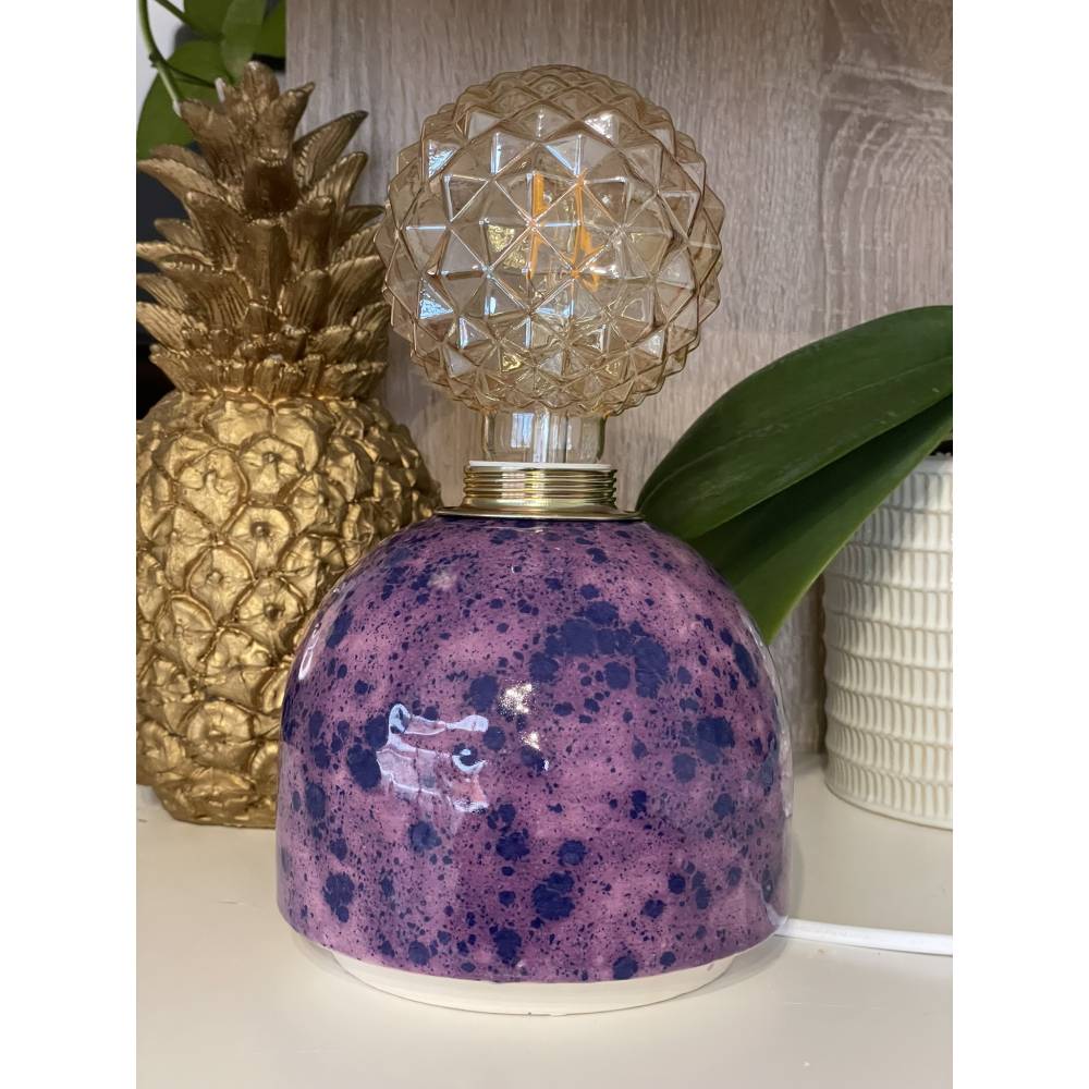 Tischlampe Tischleuchte Nachttischlampe "Lila Traum" aus Steingut Keramik handgefertigt Bild 1