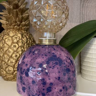 Tischlampe Tischleuchte Nachttischlampe "Lila Traum" aus Steingut Keramik handgefertigt