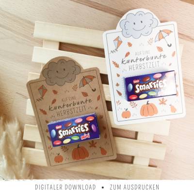 Mini-Smarties-Karte | Kunterbunte Herbstzeit | Mitbringsel zum Herbst | Herbstdeko | DIY-Geschenk