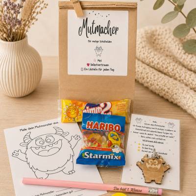 Mutmacher für kleine Schulhelden | Geschenk zur Einschulung | Schultüte Füllung | Mutmonster Anhänger 