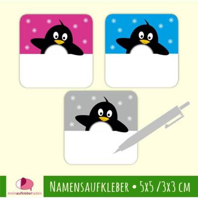 Quadratische Blanko Namensaufkleber zum Selbstbeschriften | Pinguin