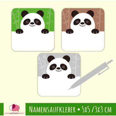Quadratische Blanko Namensaufkleber zum Selbstbeschriften | Pandabär