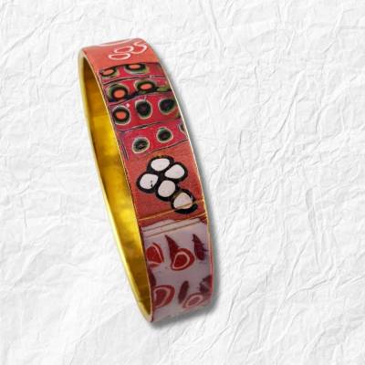 Handgefertigter Polymer Clay Armreif: aus der Serie rote Dots Art 156