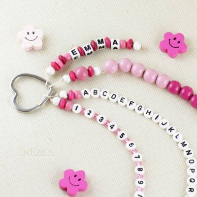 Rechenkette & ABC-Kette & Name & Zahlenkette rosa pink weiß Schulkind Mädchen Einschulung Rechenhilfe Geschenk