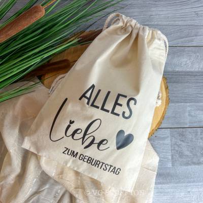 Geschenkbeutel Geburtstag | Stoffbeutel als nachhaltige Geschenkverpackung | Baumwolle mit Zugband
