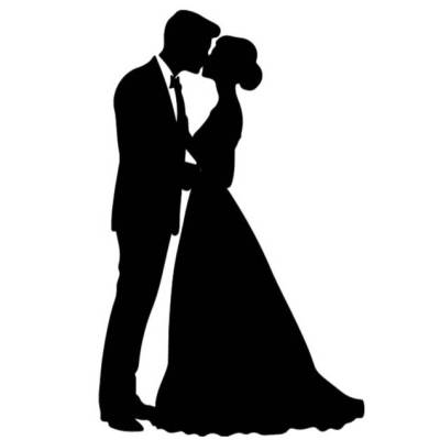 Vinyl Aufkleber, Brautpaar Silhouette, Hochzeit, Geschenk zur Hochzeit, Vinyl Sticker für Ringbox, Spiegelaufkleber