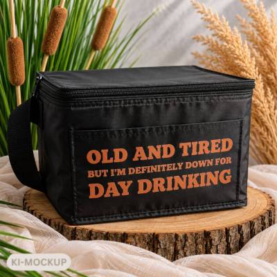 Kühltasche „Old and Tired – Day Drinking“ | Lustige Kühltasche für Getränke | Geschenkidee Geburtstag & Party