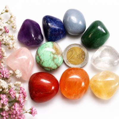 Edelsteinmischung | 10 Edelsteine | Chakra Set | Wassersteine | Geschenkset | je ca. 3 cm