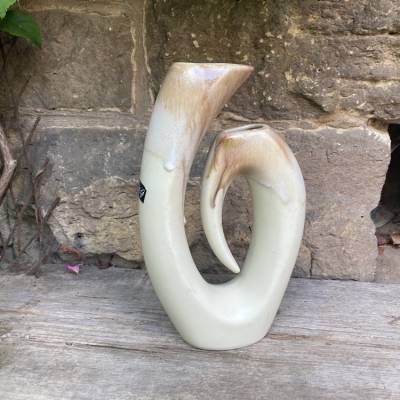 modernistische Vase mit zwei Öffnungen Keramik mG l`articles Vintage