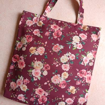 Einkaufstasche, Shopper, Stofftasche, Stoffbeutel, Einkaufsbeutel, Rosen-Blüten