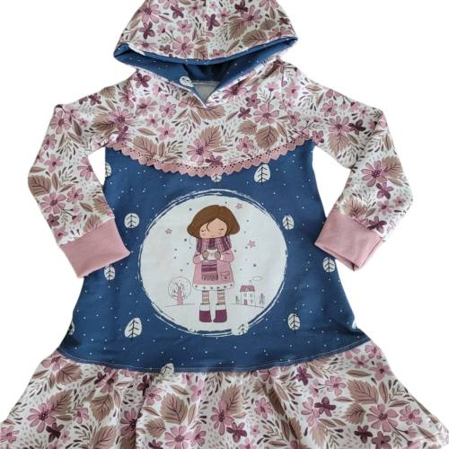 Kapuzen-Winterkleid Mädchen Gr. 110
