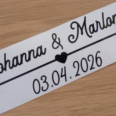 Personalisierte Hochzeit Aufkleber, Name und Datum, Geschenk zur Hochzeit, Vinyl Sticker für Ringbox, Spiegelaufkleber