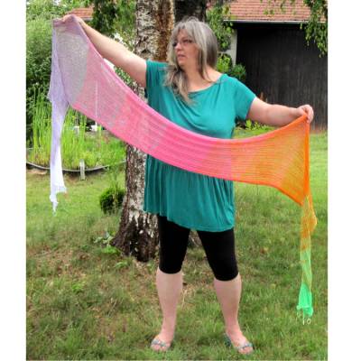 Schal Schmuckschal *Colours* – Handgestrickt, luftig & farbenfroh, 2,80 m, Baumwolle-Polyacryl, Herzen