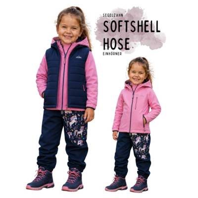 Softshellhose Mädchen gefüttert Einhörner Blau | warme Outdoorhose Kinder  | Einhorn Matschhose | Regenhose | Mitwachsho
