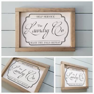 LAUNDRY Co. | Holzschild im amerikanischen Farmhouse-Style für Waschküche u. Waschmaschine | Bauernhaus | Landhausküche