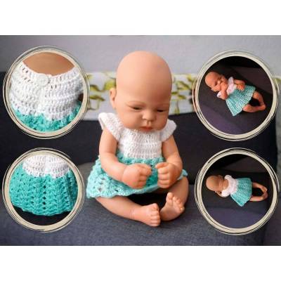 Puppenkleidchen  Gehäkeltes Puppenkleid  Handarbeit  passend für 41 cm Puppen (16 Inch)  Baby Born Kleidung