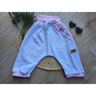 Kinder Sommer Pumphose Shorts Gr.134/140 Mädchen – kurze Hose bunt | Leicht & luftig | Bio Jersey Unikat Pants Pinguin