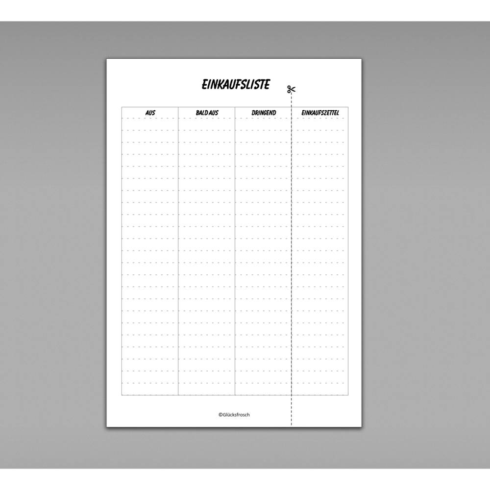 Einkaufsliste, Einkaufszettel zum Planen, Mitnehmen und Ausdrucken Bild 4