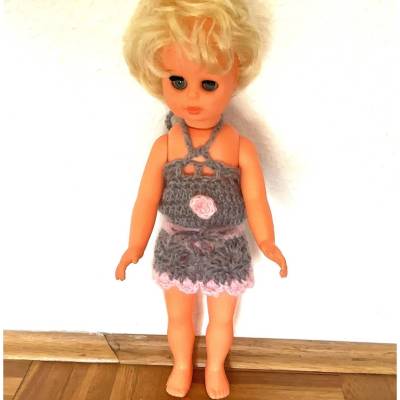 Puppen-Set Sommer-Puppenkleidung Röckchen und Neckholder-Top handgehäkelt von Hobbyhaus