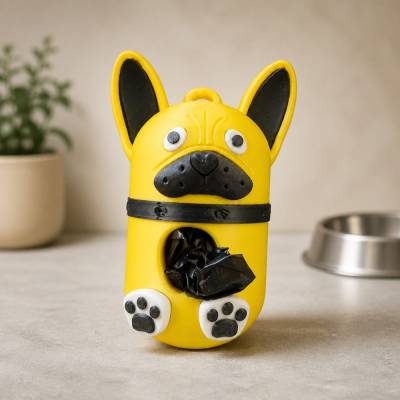 Poop Bag „Louis“ Frenchie – Kotbeutelhalter für Hundeleine – 3D Anhänger – personalisierbar