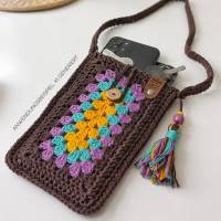 Handgehäkelte Umhängetasche "My Handy Hippie" – 100% Baumwolle