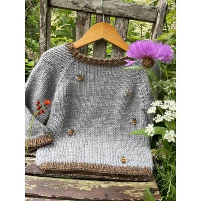 Handgestrickter Kinderpullover Wolle Gr. 92 | Baby Pullover Grau | Knit Sweater Kids | Waldorf Kleidung | Geschenk Kind