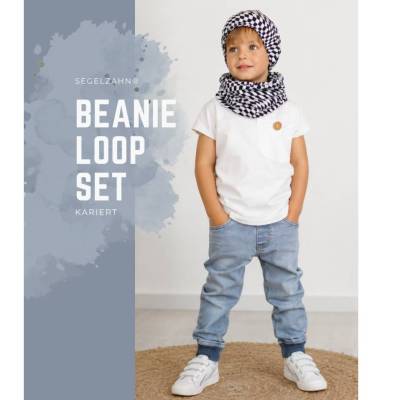 Beanie Loop Set Kinder | Kariertes Mützen Set mit passendem Loop Schal für Jungen und Mädchen | Kindermütz Unisex Sets