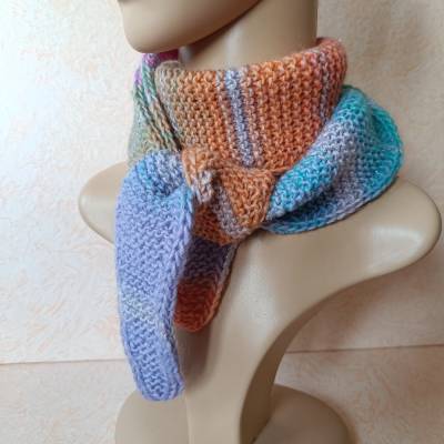 Halswärmer, handgestrickter Sophie-Art-Schal, Scandinavian Style, Colourblocking, Silber