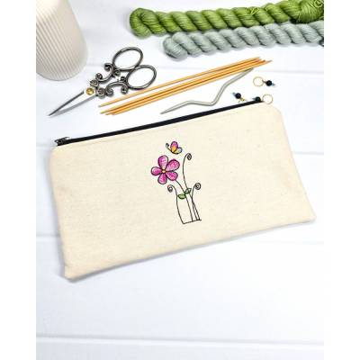 Zubehörtasche mit Reißverschluss | Handarbeitsbeutel für Nadeln & Kleinkram | Stricktasche