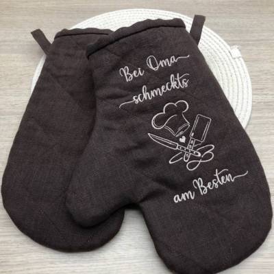 Ofenhandschuhe Leinen personalisiert