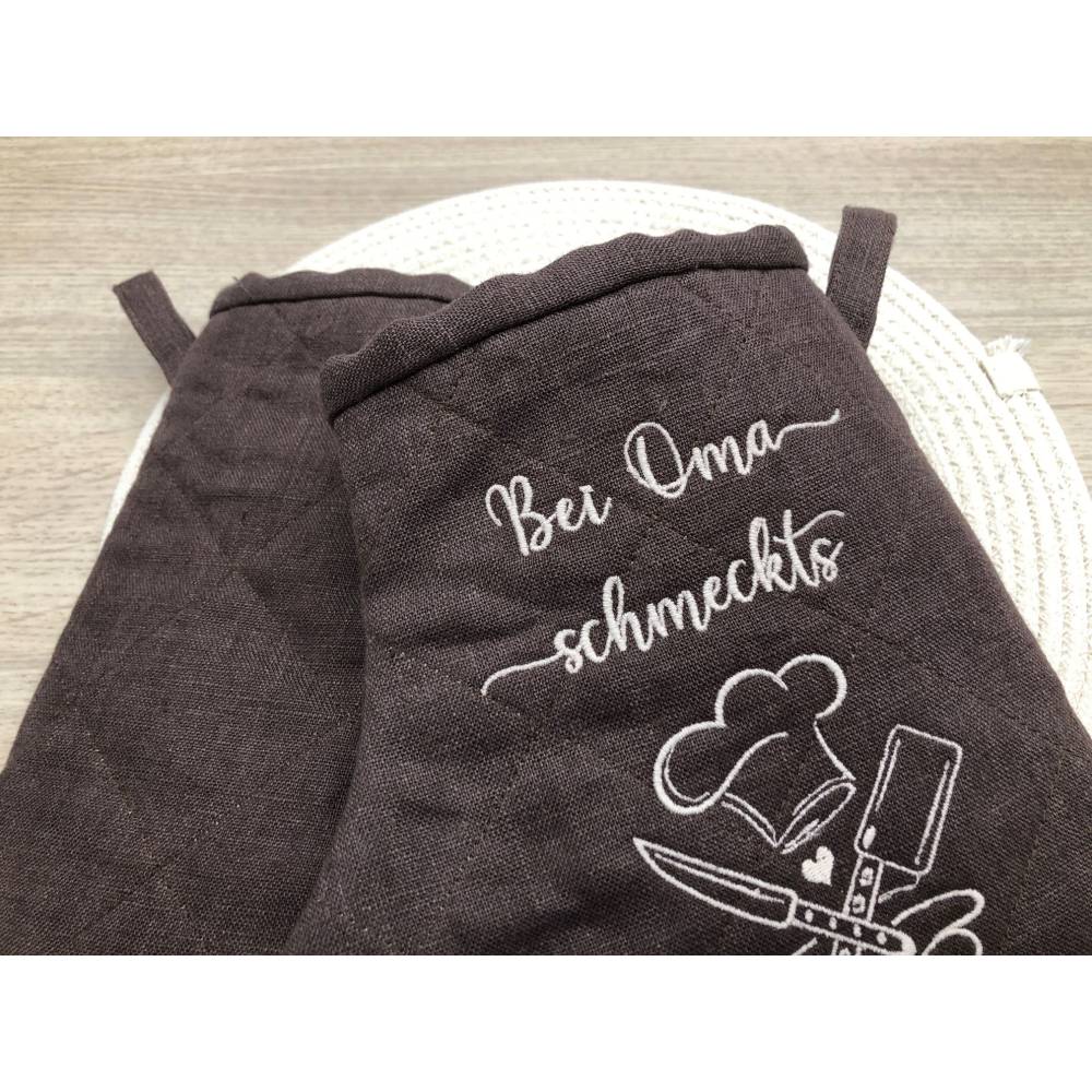 Ofenhandschuhe Leinen personalisiert Bild 2