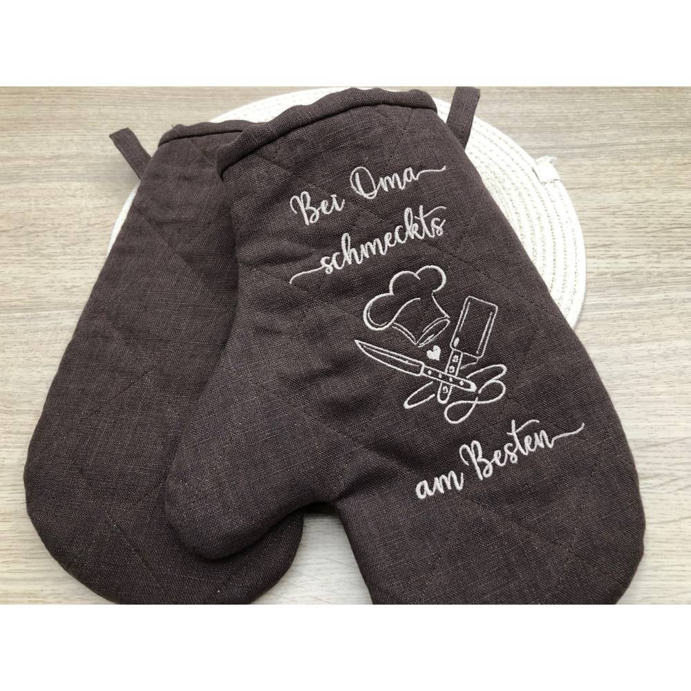 Ofenhandschuhe Leinen personalisiert Bild 3