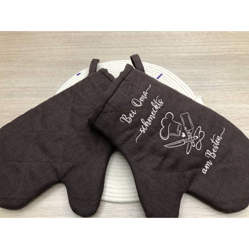 Ofenhandschuhe Leinen personalisiert Bild 4
