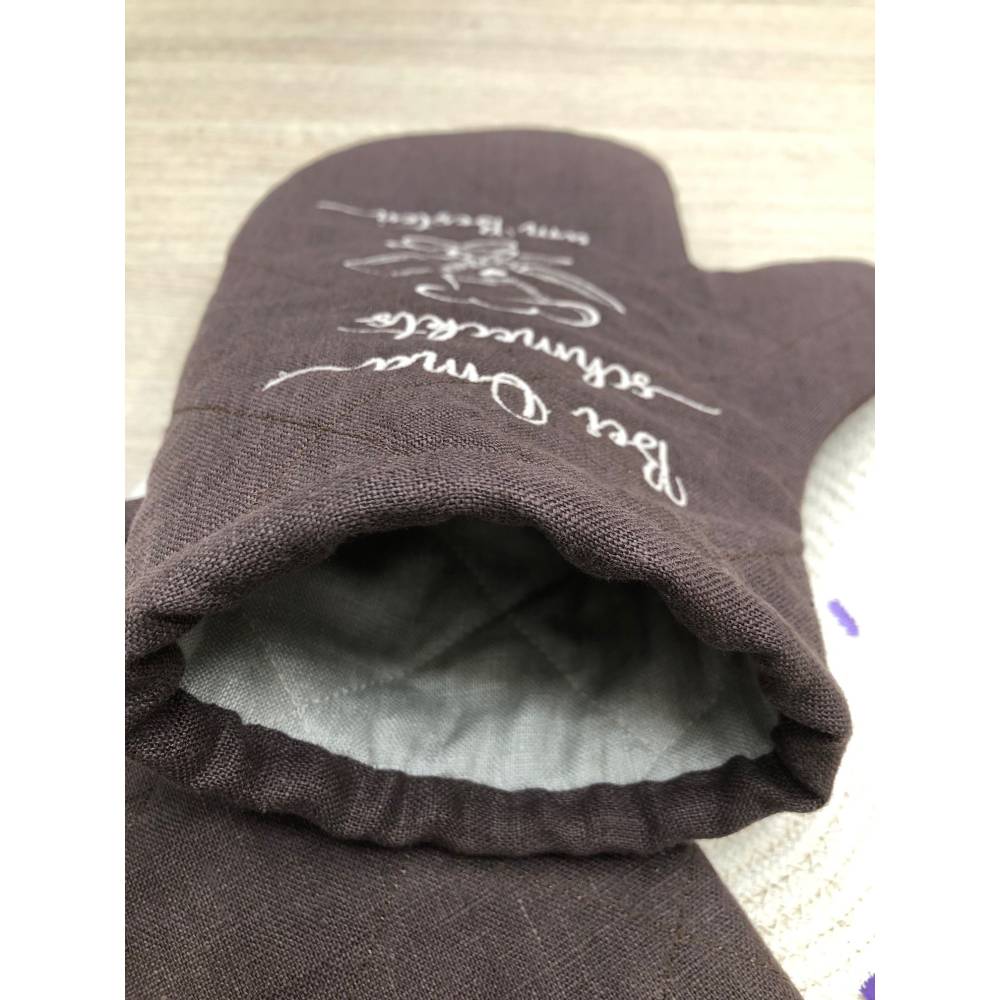Ofenhandschuhe Leinen personalisiert Bild 5
