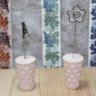 Handgefertigter Dubbeglas Fotohalter rosa aus Gips | Kartenhalter | Fotoständer | Kartenständer | Geschenk | Dekoration