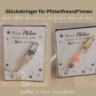 Glücksbringer für Pfotenfreund*innen | Kleine Pfoten + großes Herz | individuell gestalteter Anhänger für Tierliebhaber