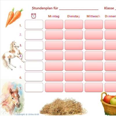 Stundenplan Pferde PDF – DIN A4 zum Ausdrucken