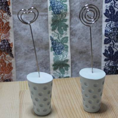 Handgefertigter Dubbeglas Fotohalter hellblau aus Gips | Kartenhalter | Fotoständer | Geschenk | Dekoration