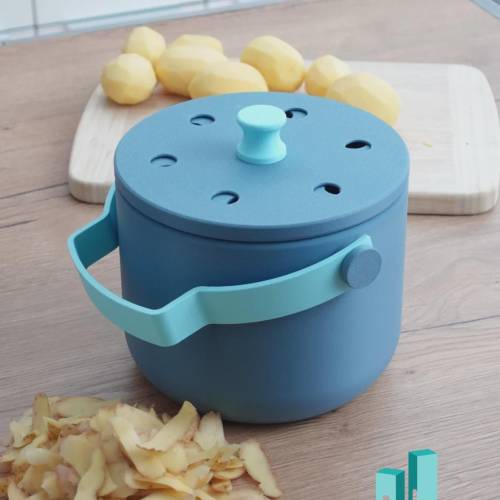 Kleiner Küchenmülleimer | Bioabfall Behälter mit Deckel | Mini Komposteimer | Moderner Mülleimer für Küche & Arbeitsplat