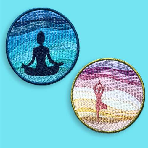 Yoga-Stickapplikation – verschiedene Asanas in Wunschfarben – Patches zum Aufbügeln oder Annähen