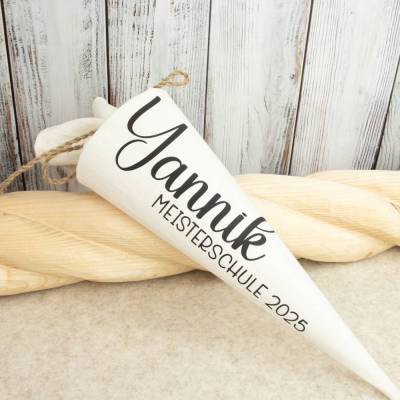 Personalisierte Mini-Schultüte Creme | Name & Wunschtext | Geschenk zur Einschulung, Ausbildung oder Prüfung