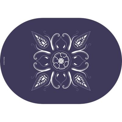 Ovales Frühstücksbrettchen Bandana, mit Ornament in Weiß auf Dunkelblau oder Hellblau
